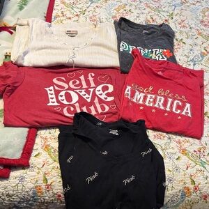 PINK Graphic T-Shirts Bundle - Red, Black, Gray